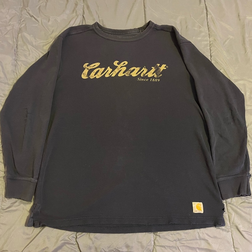 Carhartt Distressed Waffle Knit Longsleeve Shirt Size Large Relaxed Fit